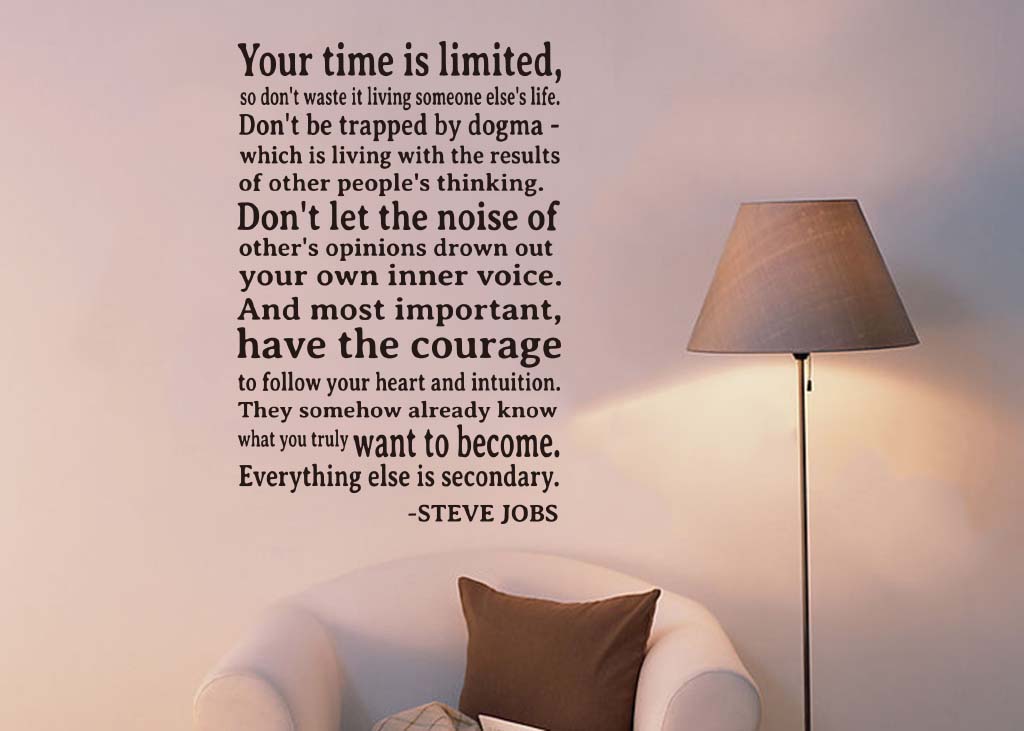 Art Decal: Wall Decal Life Quotes: Follow Your Heart (Steve Jobs)