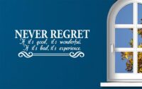 Art Decal: Wall Decal Life Quotes: Never regret