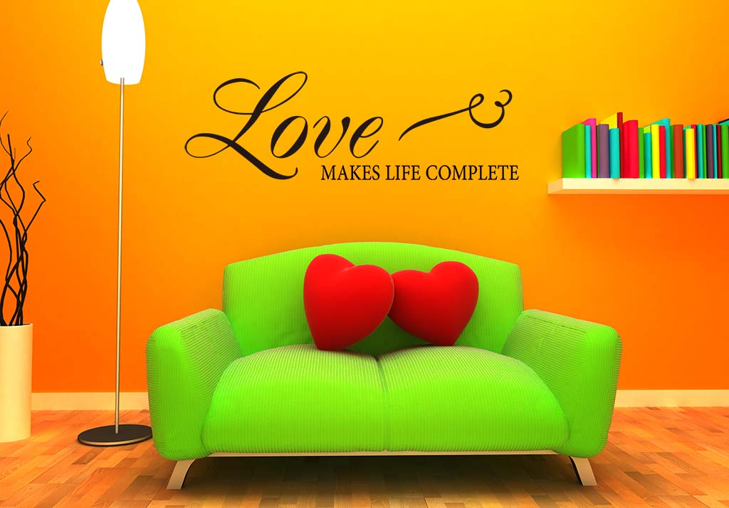 Art Decal: Wall Decal Life Quotes: Love makes life complete