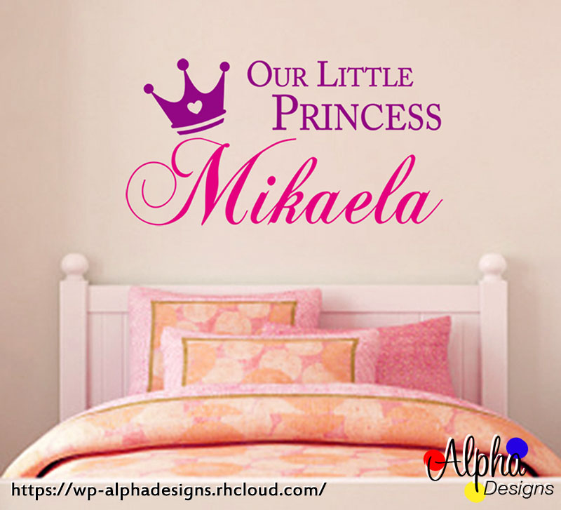 Kids Wall Decal Stickers - Personalised Name: Princess-2