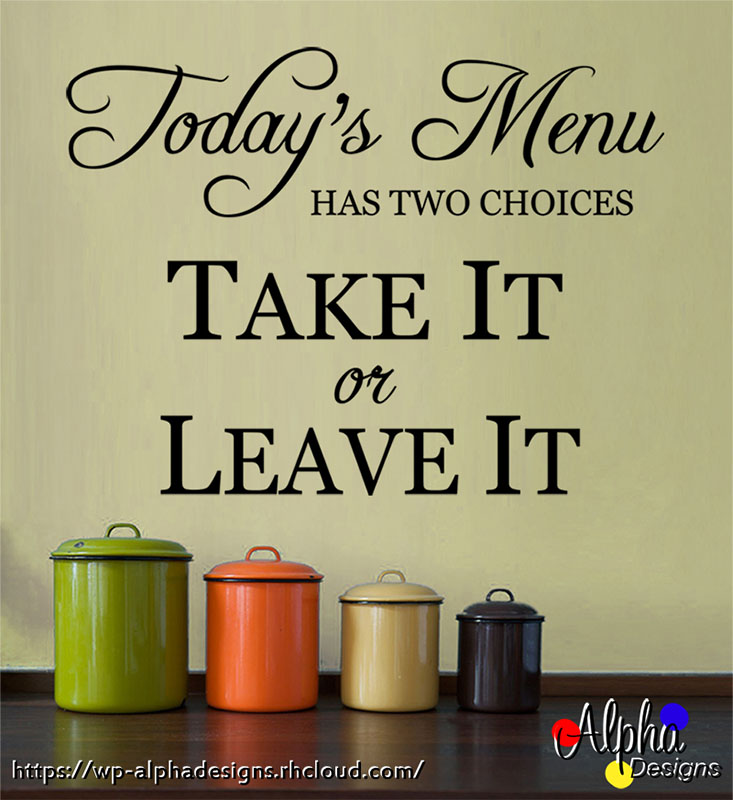 Art Decal: Wall Decal Life Quotes: Today's Menu