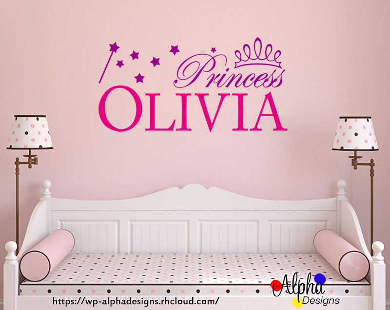 Kids Wall Decal Stickers - Personalised Name: Princess-3