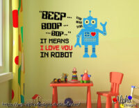 Kids Wall Decal Stickers: I love you in Robot