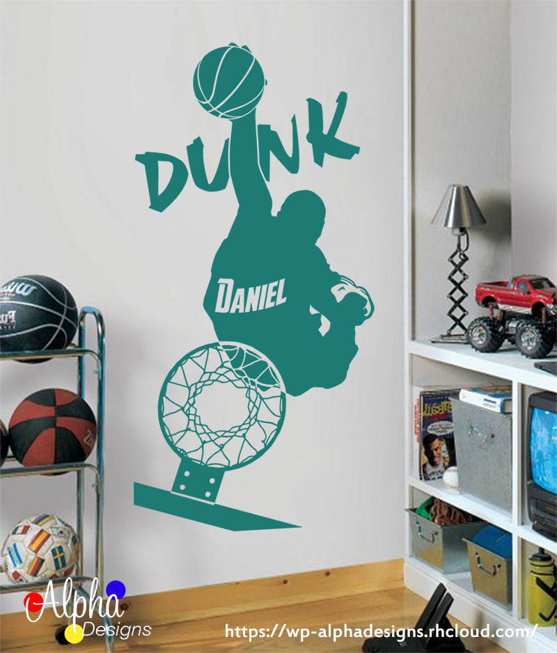 Wall Art Decal: Name Decal: Basketball Dunk-2