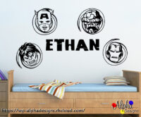Kids Wall Decal Stickers: Personalised Name: Superhero-2