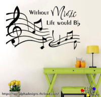 Art Decal: Wall Decal Life Quotes: Music Life (musical notes)