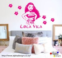 Kids Wall Decal Stickers with Persoanlised Name - Moana