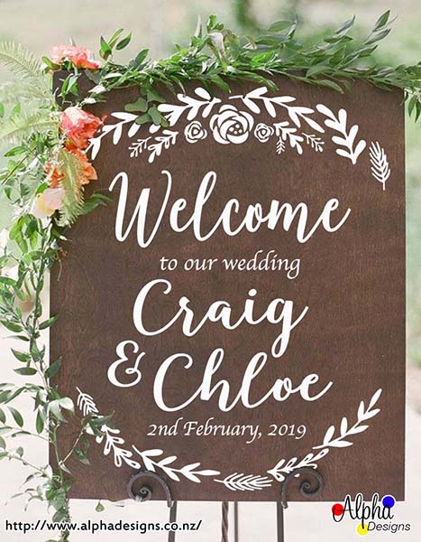 Nz Made Custom Wedding Sign Print Personalised Welcome Rustic Wood