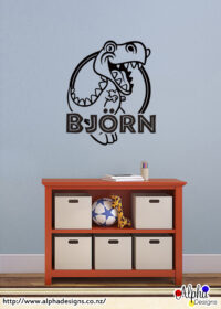 NZ Made Personalised Name Kids Wall Art Decal Print: Cute Dinosaur